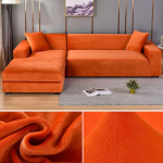 Sametine diivani kate Elastne paks L-kujuline nurgadiivani kate elutuppa 1/2/3/4 istekohaga veniv kate diivandiivani tugitoolile 1 Seater 90-140cm oranž
