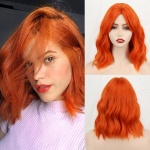 MERISIHAIR naiste moekas l&uuml;hike laineline parukas tukkidega s&uuml;nteetilisest kiust oranžist v&auml;rvi naturaalne laineline parukas igap&auml;evaseks kandmiseks Cosplay