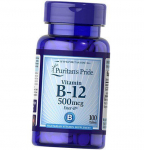 Vitamiin B12, ts&uuml;anokobalamiin, vitamiin B-12 500, Puritan's Pride 100 tabletti (36367016) 100tab
