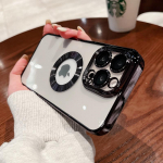 Luksuslik l&auml;bipaistev plaadistuslogoga &uuml;mbris iPhone 11 14 Pro Max klaasist kaamera kaitsekate iPhone 12 13 Pro Max Xs 7 8Plus jaoks iPhone 11 lilla