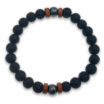 Les Tr&eacute;sors De Lily [R2139] - Disainer k&auml;ev&otilde;ru  Min&eacute;ralia  hematiit-laavakivi - 8 mm must