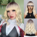 MERISIHAIR Ombre Pruun, Naturaalne Laineline L&uuml;hike Bob Parukas S&uuml;nteetilisest Fiber Cosplay Daily Wear Natural Water Wave Parukas 30 cm