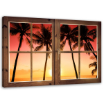 Feeby l&otilde;uenditr&uuml;kk, Aken &ndash; palmid ja p&auml;ike 60x40 roosa