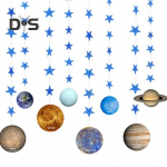 1 komplekt kauakestev rippuv planeedi lipp s&auml;ravate t&auml;htedega pilkup&uuml;&uuml;dva t&auml;histaeva teemalise b&auml;nneri ripatsiga s&uuml;nnip&auml;evapeo sisekujundus mitmev&auml;rviline