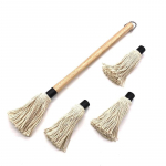 Grillihari BBQ Mop Naturaalse lehtpuu k&auml;epidemega Mopi stiilis grillhari Professionaalne grillhari Grillt&ouml;&ouml;riistad beež