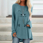 Ramidos Women Fashion Plus Size Print &Uuml;markaelusega pikkade varrukatega T-s&auml;rgi pluus L punane