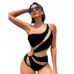 Must &uuml;hes t&uuml;kis ujumistrikoo naiste paeltega seksikas p&auml;itsetega ujumisriided Monokini naiste ujumiskost&uuml;&uuml;m, v&auml;ljal&otilde;ikega body, ujumisriided S must