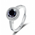 Bague Ringen Round D V&auml;rvus VVS 1/2ct Moissanite S&otilde;rmused Sterling H&otilde;be 925 Ehted Naiste abielus&otilde;rmus kihlus reguleeritav suurus 1ct adjustable must