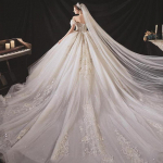 &Uuml;he &otilde;laga peamine pulmakleit 2023 Uus prantsuse stiilis pruutbanketiv&auml;ljaku stiilis elegantne ja pika sabaga pulmakleit XL