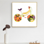 Toit Puuvili Sidrun Jalgratas Kunst K&ouml;&ouml;giviljad Plakat Seinakell L&otilde;uend Maalimine Restorani Pildid Elu Kodu K&ouml;&ouml;k Sisustus 20x20cm Unframed