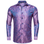 Hi-Tie Meeste Paisley siidist pikkade varrukatega s&auml;rk meestele Jacquard Meeste &auml;ripeokleit S ere lavendli v&auml;rv
