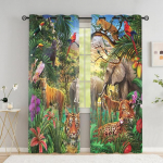 Metsloomade aknakardinad Tiger Lion Pimendavad kardinad elutoa kardinatele K&otilde;rge varjutus (70&ndash;90 %)2 paneeli W53.5 X H183cm X 2