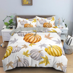 Voodipesukomplekt Evil Maple Leaf Pumpkin Theme Print Tekikate ja padjap&uuml;&uuml;r 2/3 t&uuml;kki EU/US/AU/UK &uuml;he kaheinimesevoodiga kodukaunistus UK Single 135x200cm