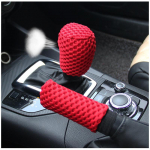 1Pcs/2Pcs 37-39cm universal steering wheel cover wear-resistant anti-skid gear cover handbrake cover auto Red 2pcs