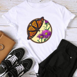 Aasia suurus-printeriga naiste naiste T-riided vabaaja naiste lilledega kiri Armas trend Armas suvine mood Graafiline T-s&auml;rk l&uuml;hikeste varrukatega S