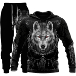 Wolf 3D tr&uuml;kitud kapuutsiga riided &uuml;likond p&uuml;ksid &uuml;likond meeste kevad- ja s&uuml;gise vabaaja kampsun Pullover meeste dressikomplekt mood meeste jaoks 6XL gray