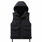 Suures suuruses L-8XL s&uuml;gisene polsterdatud vest meestele 2023 Uus paksud soojad varrukateta jakid kapuutsiga must vest Meeste k&uuml;lm mantel talveks L must
