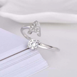 Naiste vabaaja reguleeritav AZ-t&auml;he nime algus T&auml;hestik S&otilde;rmused Rhinestone Elegantne Uus Virnastatav S&otilde;rmus Kingitus Ehted D valge