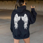 Wings Hoodie Naiste Pusad Pusad Pullovers Quote Unisex Street Style Pure Cotton Esteetilised top džemprid Fit kapuutsid 2XL must
