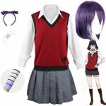Kakegurui Kompulsiivne m&auml;ngur Ikishima Midari Cosplay parukas ja aksessuaarid JK &uuml;htlane kooli kooli &uuml;likond Halloweeni kost&uuml;&uuml;mid L-(Costume+Wig)