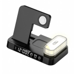 30 W juhtmevaba laadija alus Rgb valgusega &auml;ratuskellaga iPhone 14 13 12 kiirlaadimisdoki jaoks Apple Watchi 8 7 Airpodi jaoks NO Plug A37 Black must