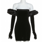 Pikad puhvis varrukad &otilde;la pealt S&uuml;gistalv Elegantne &otilde;htupidu Valge must minikleit Seksikad naiste Kawaii kleidid S must