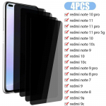4 tk privaatsusklaasi Xiaomi Redmi Note 9 9S 10S 11S 10 11 12 Pro 7 8 spioonivastase karastatud klaasi jaoks Redmi 9A 9C 9 10 10C K60 klaasil Redmi 8 must