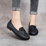 Kevadsuvi etnilise stiiliga ehtsast nahast kingad Naised'S Flat Soft Mugav Slip On Loafers Flower Mother King 35