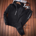 S&uuml;gisene spordidress Meestele S&uuml;gisene talv kapuutsiga dressipluus, n&ouml;&ouml;riga riietus Spordir&otilde;ivad Meeste &uuml;likond Pullover, kaheosaline komplekt 2XL must