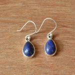 Lapis Lazuli P&auml;rakujuline Kivist K&otilde;rvar&otilde;ngas, K&auml;sit&ouml;&ouml;na Valmistatud K&otilde;rvar&otilde;ngas, 925 Sterling H&otilde;be, Ripatsiga K&otilde;rvar&otilde;ngas, Kingitus Talle