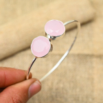 Roosa kaltsedon v&auml;&auml;riskivi k&auml;sitsi valmistatud 925 sterlingh&otilde;be ehted reguleeritav mansett naistele Adjustable roosa