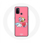 Coque pour Oppo A53 BTS BT21 Tata Chimmy Cooky Rj Koya Shooky Et Mang Fond Rose