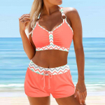 Naiste &otilde;larihmaga ujumistrikoo sinise litriga mustriga bikiinidega l&uuml;hikesed ujumistrikoo 5XL