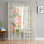 Punased lilled Disain T&uuml;ll L&auml;bipaistvad Aknakardinad Elutoa Magamistoa Kaasaegne &scaron;ifoon Voile Organza kardinad Decor kardinad 135W x 114H(cm)