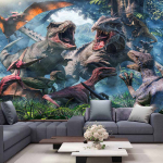 Dinosaur Forest Prindi Kodukaunistused Gobel&auml;&auml;n Seinaripp Wildlife Art Teema Esteetiline elutoa sisustus Rippkardin 95x75cm