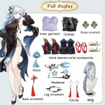 Frostflower Dew Shenhe Cosplay Kost&uuml;&uuml;m Genshin Impact T&auml;iskasvanute &Uuml;htne Parukas Anime Halloweeni Kost&uuml;&uuml;mid Naiste M&auml;ngutegelase R&otilde;ivastus L-(Costume+Wig)