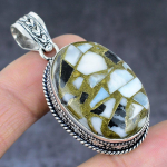 Natural Zebra Jasper Gemstone Handmade 925 Sterling Silver Pendant 2.09 w6l82