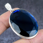 Naturaalne London Blue Topaas K&auml;sit&ouml;&ouml;na Valmistatud 925 Sterling H&otilde;bedast Ripats 2,17 D6o29
