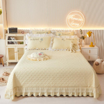 Kolmeosaline voodikatte komplekt Princess Style pits pestud puuvillane libisemisvastane paks tepitud lina Four Seasons universaalne 250cmx270cm 3pcs