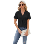 Suvine naiste T-s&auml;rk V-kaelusega Jacquard lahtised topid Lapel Swallowtail L&uuml;hikeste varrukatega T-s&auml;rk S valge
