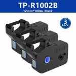 3 pakki TP-R1002B 12mm must etikett kassett, lint PVC varrukas termokahaneva toru teip Supvan TP70/TP76/TP80/TP86 jaoks 12mm label tape 12mm