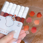 Six lip mud set velvet mist matte lip glaze natural white lasting not easy to fade waterproof lipstick moisturizing and hydrating women's cosmetics Love Bear Lip Glaze 6pcs