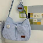 Harajuku Style College Style Crossbody kott T&auml;isv&auml;rviline Plaid Print Suure mahutavusega &otilde;lakott Uus armas moodne k&auml;ekott 35X24X10cm