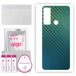 apgo kaitsev nahakleebis seljale, mis &uuml;hildub TCL 20 R 5G, &uuml;mbriskilega, fooliumiga, vin&uuml;&uuml;liga &ndash; mustriga s&uuml;sinik-kameeleon CAKA1