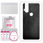 apgo Protective Skin Sticker for the back compatible with Motorola One Hyper, Wrap Film, Foil, Vinyl - Pattern Black Leather