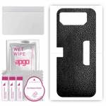 apgo Protective Skin Sticker for the back compatible with Asus Rog Phone 6D Ultimate, Wrap Film, Foil, Vinyl - Pattern Black Leather