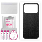 apgo Protective Skin Sticker for the back compatible with Xiaomi Poco C40, Wrap Film, Foil, Vinyl - Pattern Black Honeycomb