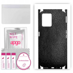 apgo Protective Skin Sticker for the back+sides compatible with Realme 9 Pro, Full Wrap Film, Foil, Vinyl - Pattern Black Leather