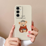 Telefoni &uuml;mbrise kaaned Samsung Galaxy S24 Ultra F15 S24+ A55 A15 M15 Cute Bear Multifilmi mustriga p&otilde;rutuskindel silikoonist pehme kvaliteetne kaitseraua Samsungile Samsung A55