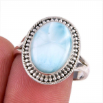 Natural Republic Larimar Gemstone 925 Sterling Silver Ehted S&otilde;rmuse suurus 8.5 y9P60